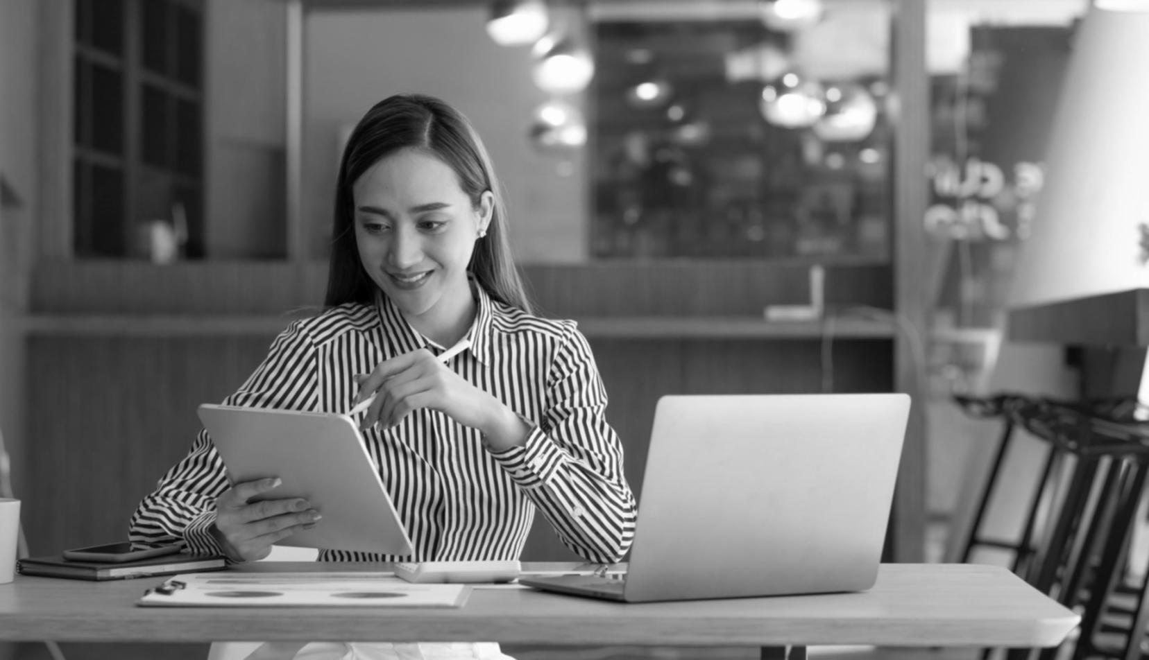 Modern office environment with growth planning materials